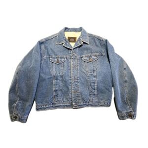 Vintage United Colors Benetton Denim Sherpa Lined Jacket Mens 52 Italy US Large